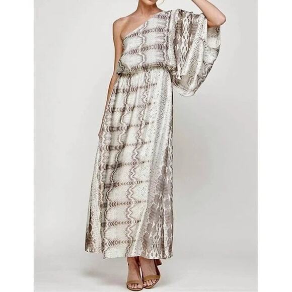 fab'rik Dresses & Skirts - fab'rik Everly one Shoulder Snake Print Maxi Dress Sz S NWT